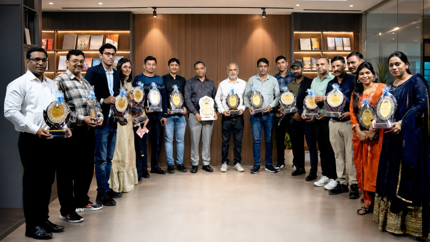 Ankit Prakashan team with recognition awards
